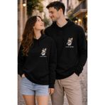 Shain Kişiye Özel Tarih Baskılı Sevgililer Günü Hediyesi Çift Kombin Siyah Sweatshirt - XL