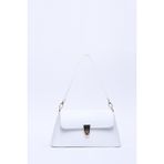 SHAKA Beyaz SHK153 Suni Deri Kilit Detaylı Standart Askılı Tek Bölmeli El, Kol ve Omuz Çantası U:15 E:29 G:9 cm