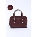 SHAKA Bordo Shk224 Suni Deri Mini Boy Fermuarlı Tek Bölmeli Zincirli El. Kol ve Omuz Çantası,Bordo
