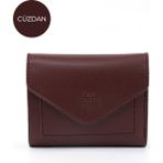 SHAKA Bordo SHK67 Suni Deri Günlük Cüzdan Kartlıklı Fermuarlı Bozuk Para Bölmeli Çıtçıtlı Model