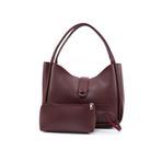 SHAKA Bordo Shk79 Deri Düğme Detaylı Çıtçıtlı Makyaj Çantalı Kol ve Omuz Çantası,Bordo S225-00148