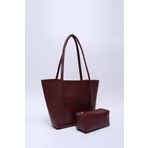 SHAKA Bordo Shk80 Önü Cepli Çıtçıtlı Makyaj Çantalı Suni Deri Büyük Boy Kol ve Omuz Çantası
