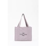 SHAKA Gri U45 Çıt Çıt Kapatmalı The Tote Bag Işlemeli Kanvas Kumaş Günlük Kadın Kol Ve Omuz Çantası 25x30