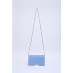 SHAKA Mavi SHK186 Suni Deri Tek Bölmeli Çıtçıtlı Zincir Askılı El , Kol ve Omuz Çantası E:19 U:10 G:4 cm