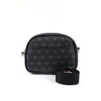 SHAKA Monogram Baskılı Siyah SHK194 Suni Deri Fermuarlı 2 Bölmeli Ayarlanabilir Kolon Askılı Omuz Çantası,Siyah S225-00234
