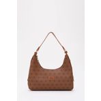 SHAKA Monogram Baskılı Taba Shk82 Baget Model Tek Bölmeli Kadın Suni Deri Kol ve Omuz Çantası