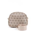 SHAKA Monogram Baskılı Vizon SHK194 Suni Deri Fermuarlı 2 Bölmeli Ayarlanabilir Kolon Askılı Omuz Çantası,Vizon S225-00234