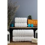 Shal Home %100 Pamuk 4'lü Banyo Seti -Diomand- - Beyaz - 70 x 140 cm