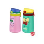 Shamobo 2Lİ SET Pipetli Çelik Termos 350ml -6 Saat Isı Yalıtımı- Pembe-AçıkYeşil