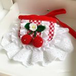 Shanhua Shop B1 Stili S Beden Kiraz Önlüğü Dantel Dekor Pet Yaka Önlük Sevimli Bandana Önlükler Köpek Yaka Kedi Eşarp Pet Kolye Kravat Papyon Köpek Düğün Aksesuarları (Yurt Dışından) - Beyaz - Standart