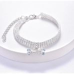 Shanhua Shop Gümüş Tarzı M-24.5-34.5cm Köpek Kolye Ayarlanabilir Kedi Yaka Zirkon Kemik Taklidi Diomand Kolye Takı Lüks Metal Bakır Köpek Tasmaları Köpek Aksesuarı (Yurt Dışından) - Yok - Beyaz