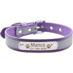 Shanhua Shop Mor Tarzı S Beden Yansıtıcı Deri Köpek Tasması Kişiselleştirilmiş Ücretsiz Kazınmış Kımlık Adı Etiketi Özel Tabela Küçük Orta Büyük Köpekler Için Pet Köpek Tasması (Yurt Dışından) - Beyaz