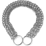 Shanhua Shop SL201C Tarzı 3.0MMX50CM Metal Demir Çift Üç Sıralı Köpek Zinciri Yaka Ayarlanabilir Şerit P-Tipi Pet Yaka Zinciri Büyük Köpek Tasmaları Kolye Martingale (Yurt Dışından) - Beyaz
