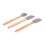Shanrya Ahşap Spatula, Silikon Spatula 3 Adet/takım Tencere Kavurma için Yapışmaz Mutfak Gereçleri