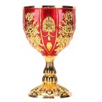 Shanrya Altın Kadeh Yaygın Olarak Kullanılan Kabartmalı Çiçek Şarap Kadehi 4-in. Bar Için Uzun Retro tarzı (Altın Kırmızı)