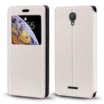 Shantime Alcatel Pixi 4 5 inç 3G 5010D Kılıf, Kart Tutucu ve Pencereli Ahşap Tahıl Deri Kılıf, Alcatel Pixi 4 5 inç 3G 5010D için Manyetik Kapaklı Kapak