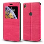 Shantime Alcatel Shine Lite Kılıf, Kart Tutucu ve Pencereli Ahşap Damarlı Deri Kılıf, Alcatel Shine Lite için Manyetik Kapaklı Kılıf