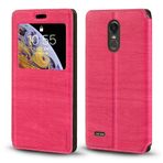 Shantime LG Stylus 3 Kılıf, Ahşap Damarlı Deri Kılıf, Kart Tutucu ve Pencereli, LG Stylo 3 için Manyetik Kapaklı Kılıf