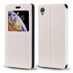 Shantime Sony Xperia XA Ultra Kılıf, Kart Tutucu ve Pencereli Ahşap Damarlı Deri Kılıf, Sony Xperia C6 için Manyetik Kapaklı Kılıf