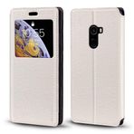 Shantime Xiaomi Mi Mix 2 Kılıf, Kart Tutucu ve Pencereli Ahşap Damarlı Deri Kılıf, Xiaomi Mi Mix 2 için Manyetik Kapaklı Kapak (Beyaz)