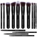 SHANY Black Bombshell 14 Parça Fırça Seti – Elite Cosmetics Fırça Koleksiyonu - Komple Kabuki Makyaj Fırçası Seti Siyah - 14 Parça