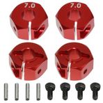 Share Goo 4 ADET Alüminyum Tekerlek Altıgen Göbekler Montaj 12 mm Tahrik Adaptörü 7 mm Kalınlık HPI HSP Redcat Tamiya Traxxas RC4WD D90 1/10 RC Araba Kamyon ile Uyumlu, Kırmızı