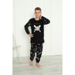 Sharin Erkek Çocuk Desenli Kışlık Welsoft Polar Pijama Takımı 7D-5916 - Antrasit - 6 Yaş