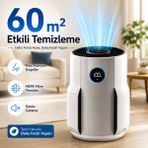 Shark 60 M² Hepa Aktif Karbon Akıllı Sensörlü Hava Temizleyici Cihaz Koku Giderici Beyaz Günlük Kullanım