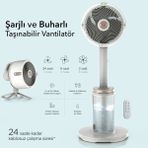 Shark Taşınabilir Buharlı Fan Beyaz Gri, Iç-Dış Mekan Uyumlu, 20 Metreye Kadar Güçlü Hava Akışı, 5 Hız ve 24 Saate Kadar Taşınabilir Şarjlı Veya Kablolu Soğuk Su Hazneli Buharlı Vantilatör - Beyaz - Gri