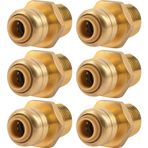 SharkBite 1/4 İnç x 1/2 İnç MNPT Azaltma Adaptörü, 6'lı Paket, Pirinç Tesisat Armatürü, PEX Boru, Bakır, CPVC, PE-RT, HDPE, U110LF