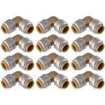 SharkBite Max 1/2 inç 90 Derece Dirsek, 12'li Paket, Pirinç Tesisat Armatürü, PEX Boru, Bakır, CPVC, PE-RT, HDPE, UR248
