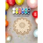 Sharp & Art 12 Farklı Model Ahşap Mandala,okul Aktivite,sanatsal Eğitim ve Hobi Seti (6lı Boya ve Fırça Seti) - model-9