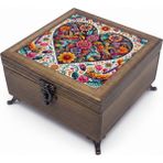 Sharp & Art Ahşap Takı ve Anahtar Saklama Kutuları, Seramik Karo ve Kadife Astarlı 50 Farklı Desen Seçeneği - model 8