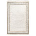 Shaymaa Krem Çerçeveli Modern Geometrik Etnik Desenli Boho Makinada Yıkanabilir Hafif Hav Toz Vermez Leke Tutmaz Kaymaz Taban Dijital Makine Baskı Halı Oturma Odası Salon Yolluk Koridor Mutfak Halısı