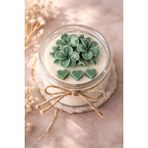 Shaymia Natural Kokulu Dekoratif Soya Mum Cam Kavanoz Çiçek Tasarım-El Yapımı Hediyelik-Renk Seçenekli-Shaymia Gifts - Yeşil - Beyaz - 1