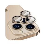 Shaza Apple iPhone 15/ 15 Plus Ile Uyumlu Darbeye Dayanıklı Mekanizmalı Safir Kamera Lens Koruyucu Sarı - Gold - iPhone 15 / 15 Plus