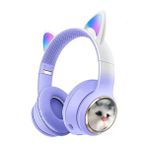 Shaza Kulak Üstü Bluetooth Kedili Çocuk Kulaklık Mor
