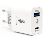 Shaza SZ-102 Çift Çıkışlı USB Qc3.0 ve Type-C Başlık PD20W Ev Şarj Aleti - Beyaz
