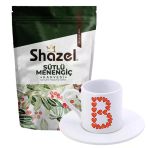 Shazel Sütlü Menengiç Kahvesi 200 Gr. + Kalpli B Harfli Türk Kahvesi Fincanı