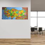 Shc42® Renkli Türkiye Haritası Manyetik Yapıştırıcı Gerektirmeyen Duvar Stickerı 118 Cm * 56 Cm