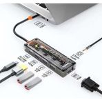 SHC4200 Ally 6ın1 Type-C To Usb3.0 + Usb2.0 + Type-C Pd 100W + HDMI + VGA + 3.5mm Çoğaltıc Transparanı Hub