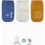 SHC4200 Bfs Bistyle Kaymaz Penye Soket Çorap 3'lü BS10107 Indigo Ekru Hardal - 02-Sarı