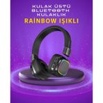 SHC4200 Bfs Renkli Işık Efektli Bluetooth 5.3 Müzik Kulaklığı - Ahşap