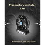 SHC4200 Bfs Şarjlı USB Fan – Masaüstü Mini Vantilatör, Taşınabilir, Işıklı, 3 Kademeli, Sessiz
