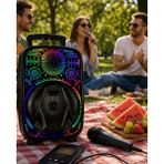 SHC4200 Karaoke Hoparlör Rgb LED Işıklı USB Fm Radyo Destekli Taşınabilir Speaker - Ahşap