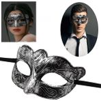 SHC4200 Maskeli Balo Antik Gri Gümüş Eskitilmiş Maske Balo Venedik