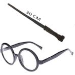 SHC4200 Mey Ithalat® Harry Potter Asası 30 cm ve Siyah Çerçeveli Harry Potter Gözlüğü Seti