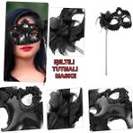 SHC4200 Mey Ithalat® Siyah Işıltılı Tutmalı Fotoğraf Çekimi Maskesi 18X29 cm - 18 x 29 cm