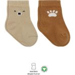 SHC4200 Nessiworld Bear Penye Soket Çorap 2'li BS10116 Bej - 0-Gri - 0 - 1 Ay