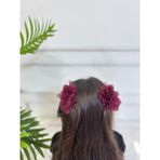 Shclothing Accessory Çiçekli Klips Toka - Bordo